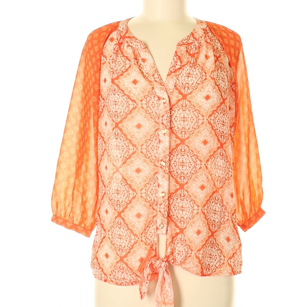Kut from the Kloth 100% Poly Print Orange Blouse